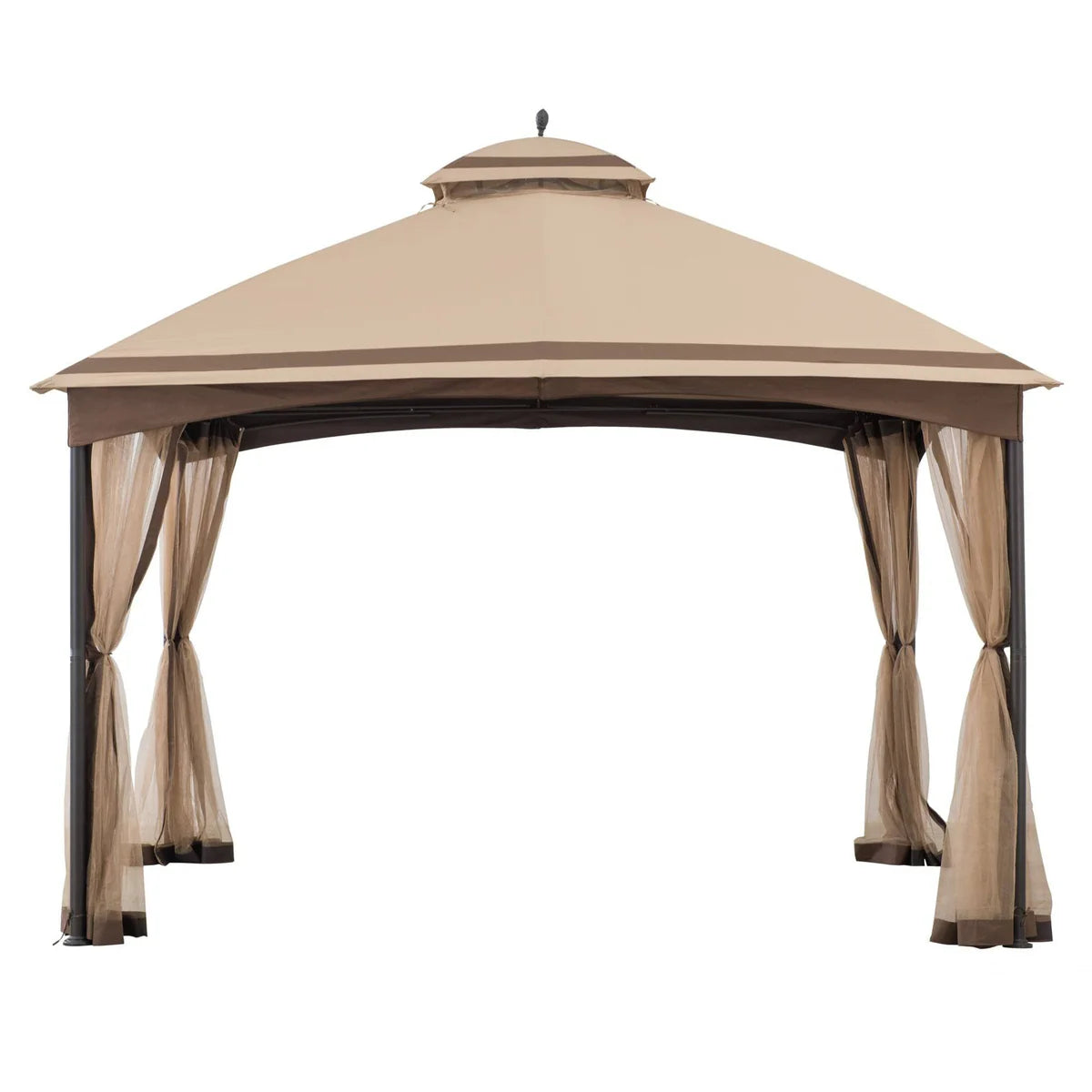 Fari 10x13 ft Steel Outdoor Canopy Gazebo with Netting, 2-Tier Ventilated Roof