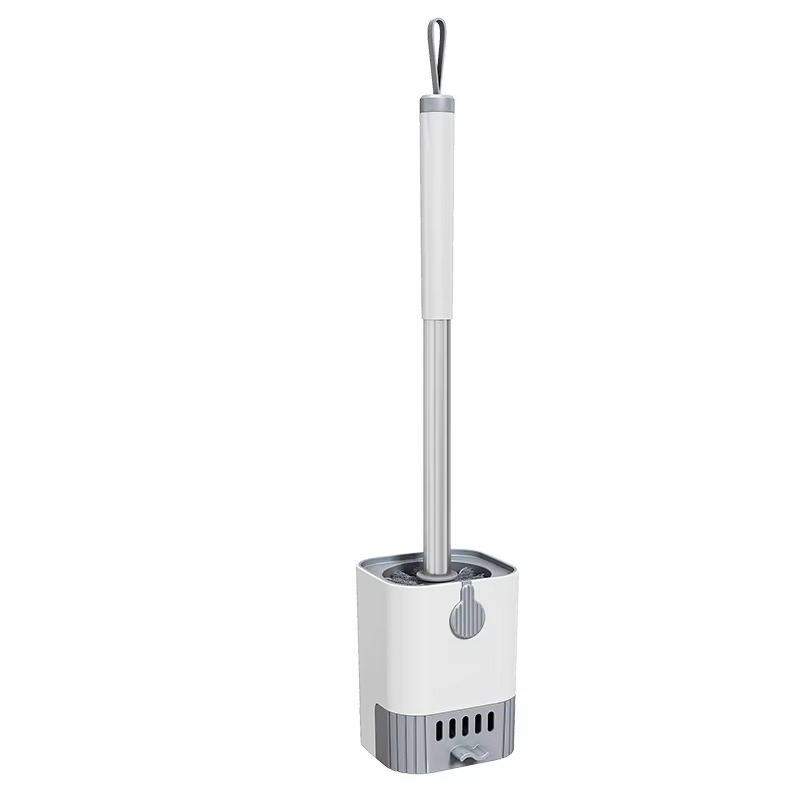 Flexible Toilet Brush with Extended Handle and Wall-Mounted Holder
