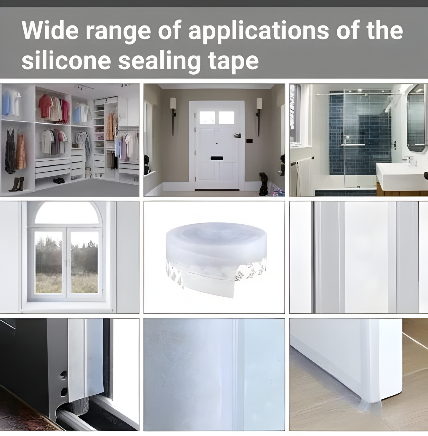 Weatherproof Door Seal Strip with Self-Adhesive Backing and Flexible Material