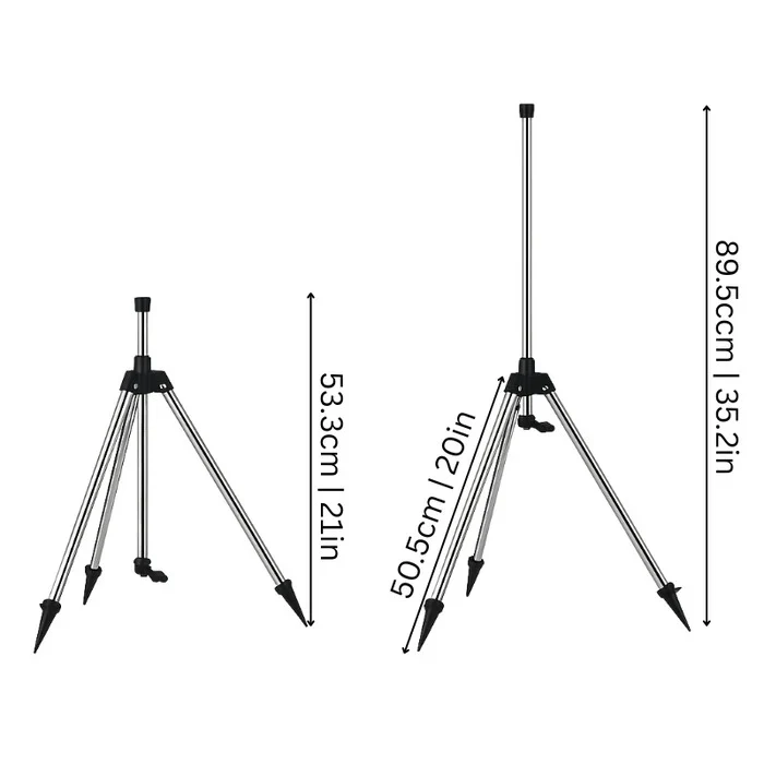 Rotating Tripod Sprinkler with 360° Coverage and Adjustable Height