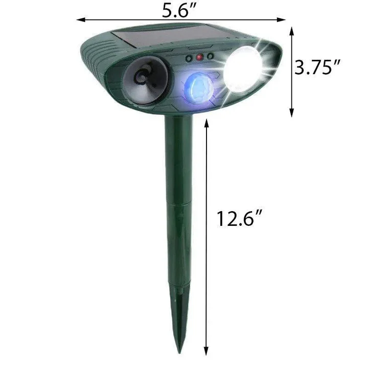Ultrasonic Motion-Activated Wildlife Deterrent with Solar Power and LED Flash, Pack of 4