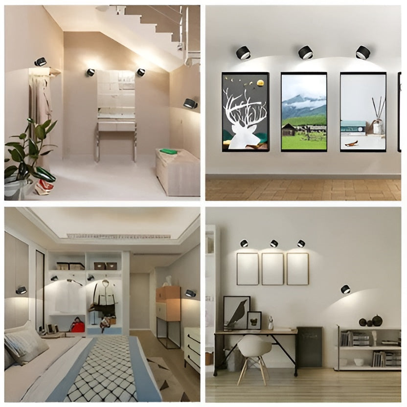 Adjustable Wall Light with Magnetic Rotation and Dimmable LED, 3 Color Temperatures