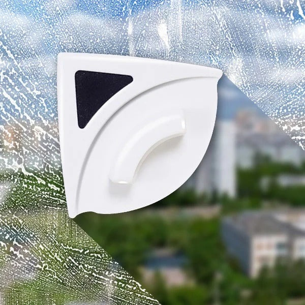 Double-Sided Window Cleaner with Magnetic Coupling and Safety Cord for Double-Glazed Glass
