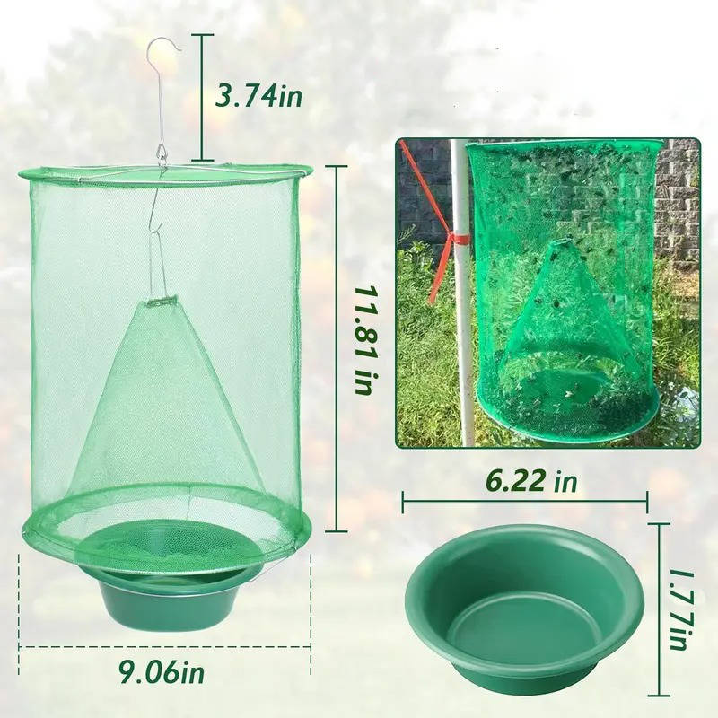 Reusable Fly Trap Cage Outdoor Indoor, Hanging Fly Catcher for Farms Restaurants Gardens