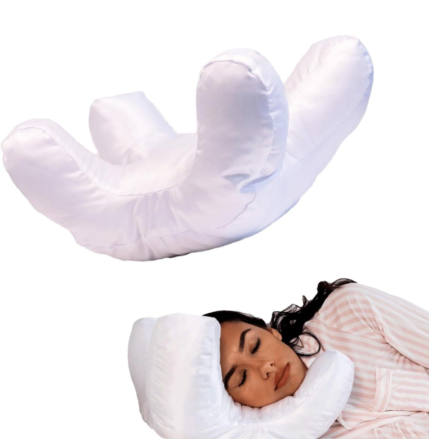 Memory Foam Beauty Pillow with Silk Satin Cover and Neck Support