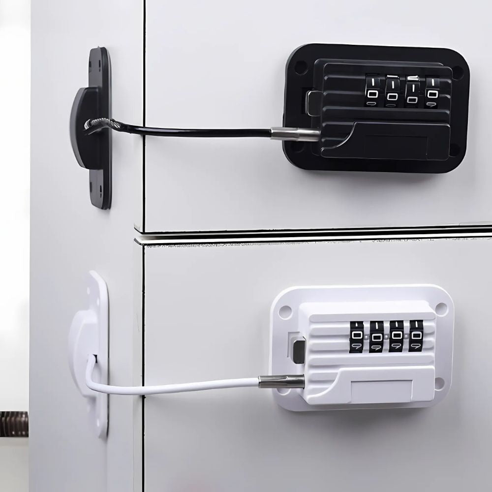 Password Lock Refrigerator Strap with Adhesive Mount and Adjustable Fit