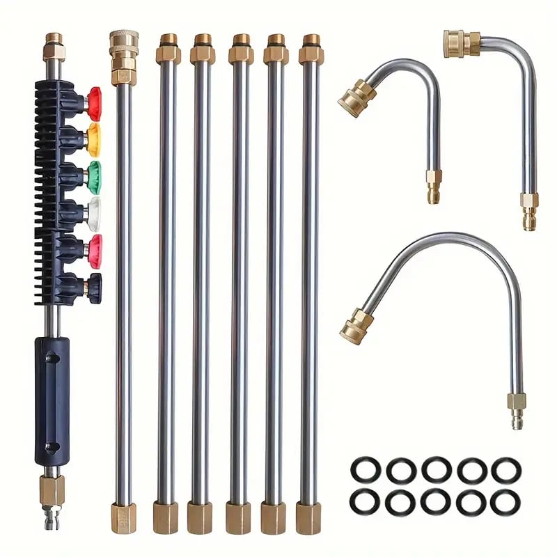 Telescoping Pressure Washer Wand with 8-10ft Extension and Multiple Nozzle Tips, 4000 PSI