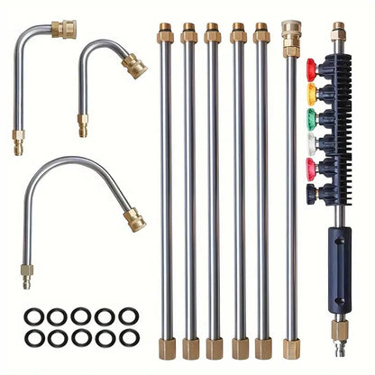 Telescoping Pressure Washer Wand with 8-10ft Extension and Multiple Nozzle Tips, 4000 PSI