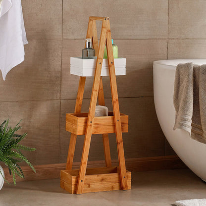 3-Tier Bamboo Bath Shelf, Compact Bathroom Storage Rack
