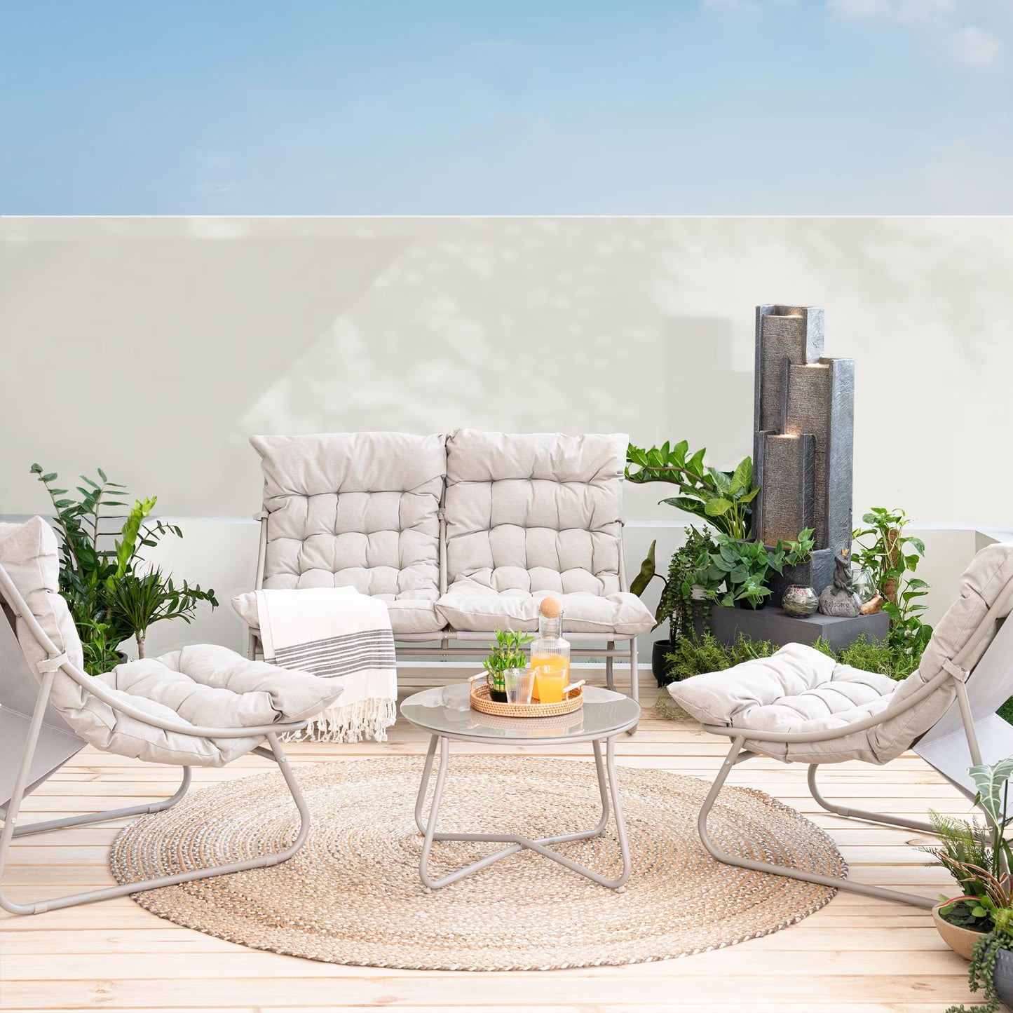 Auren Outdoor Sofa Set with Coffee Table, 4 Seater