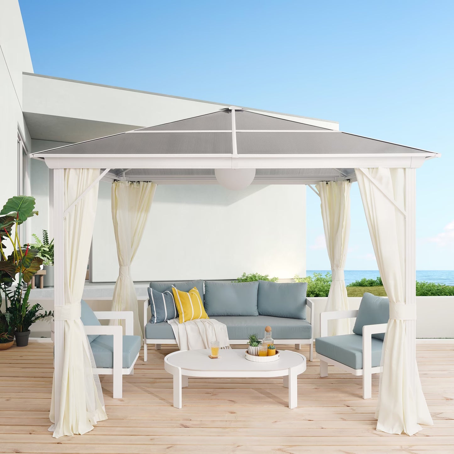 Taren Outdoor Gazebo 3x3x3m, Rust-Resistant Metal Frame with Removable Polycarbonate Roof