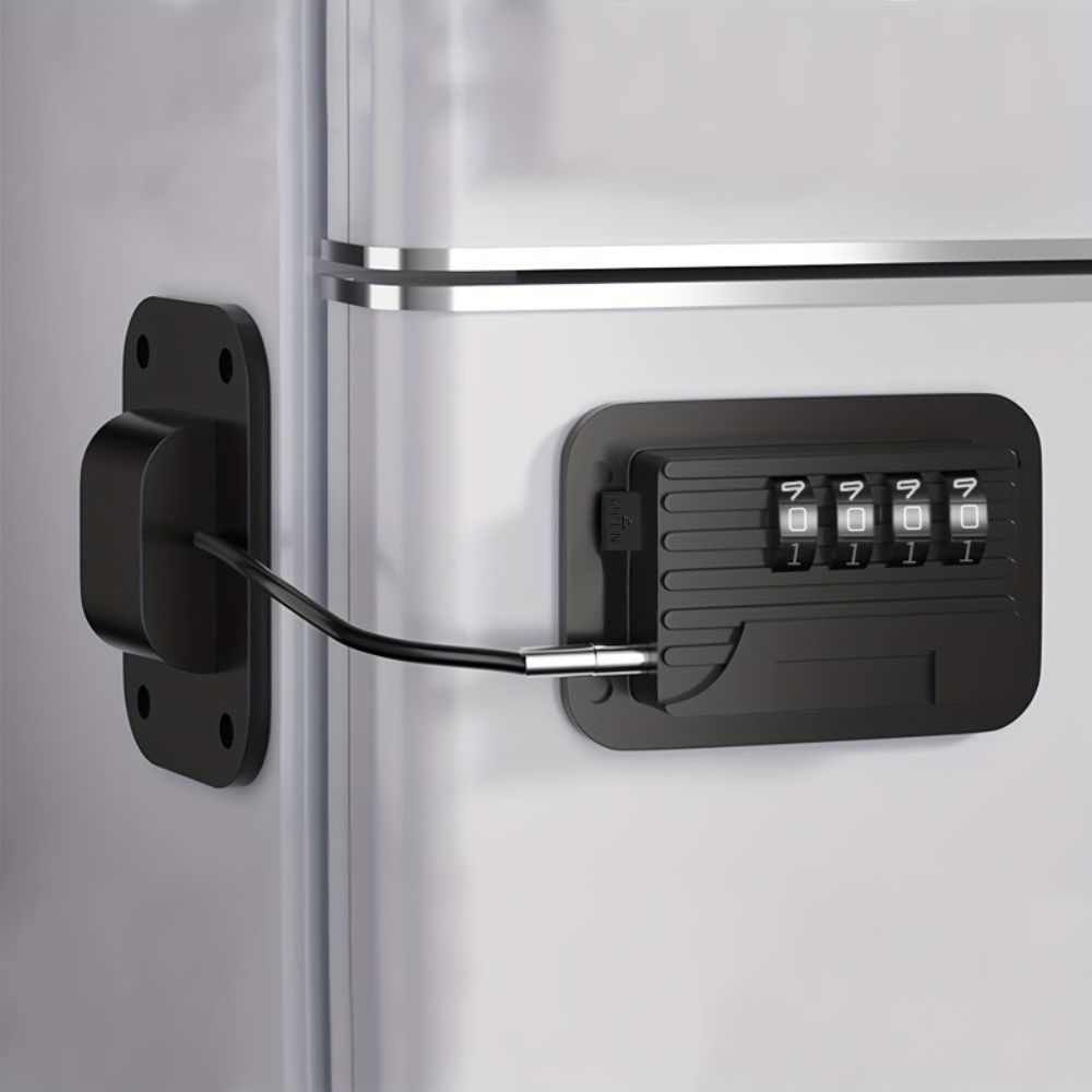 Password Lock Refrigerator Strap with Adhesive Mount and Adjustable Fit