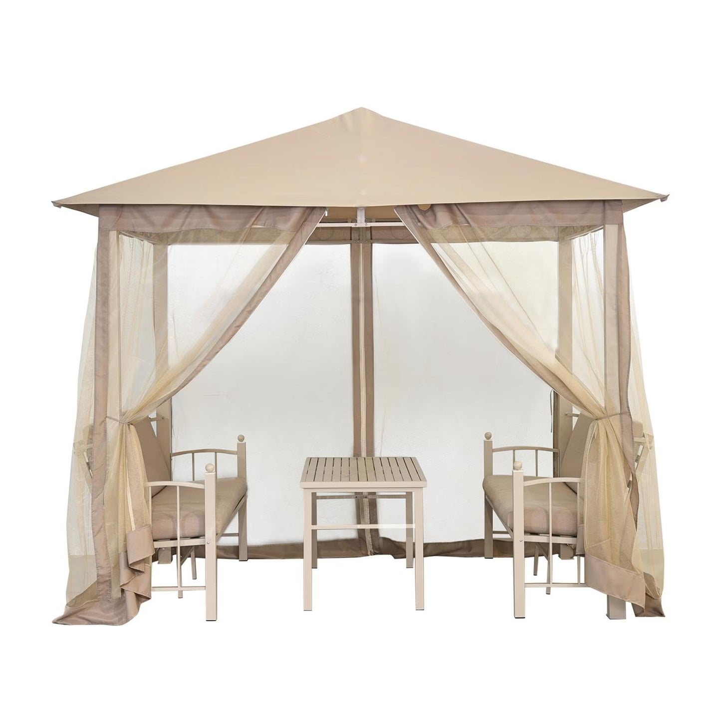 Seren Beige Gazebo Lounge Set Beige with Sofas and Table