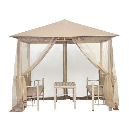 Seren Beige Gazebo Lounge Set Beige with Sofas and Table