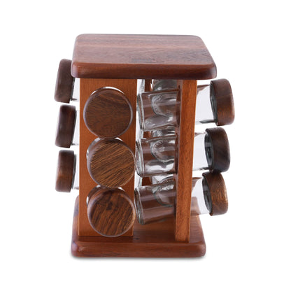 12-Piece Rotating Spice Rack with Glass Jars
