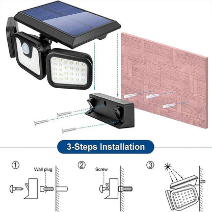 Solar Motion Sensor Light with 74 LED Bulbs and 270 Degree Coverage, IP65 Waterproof
