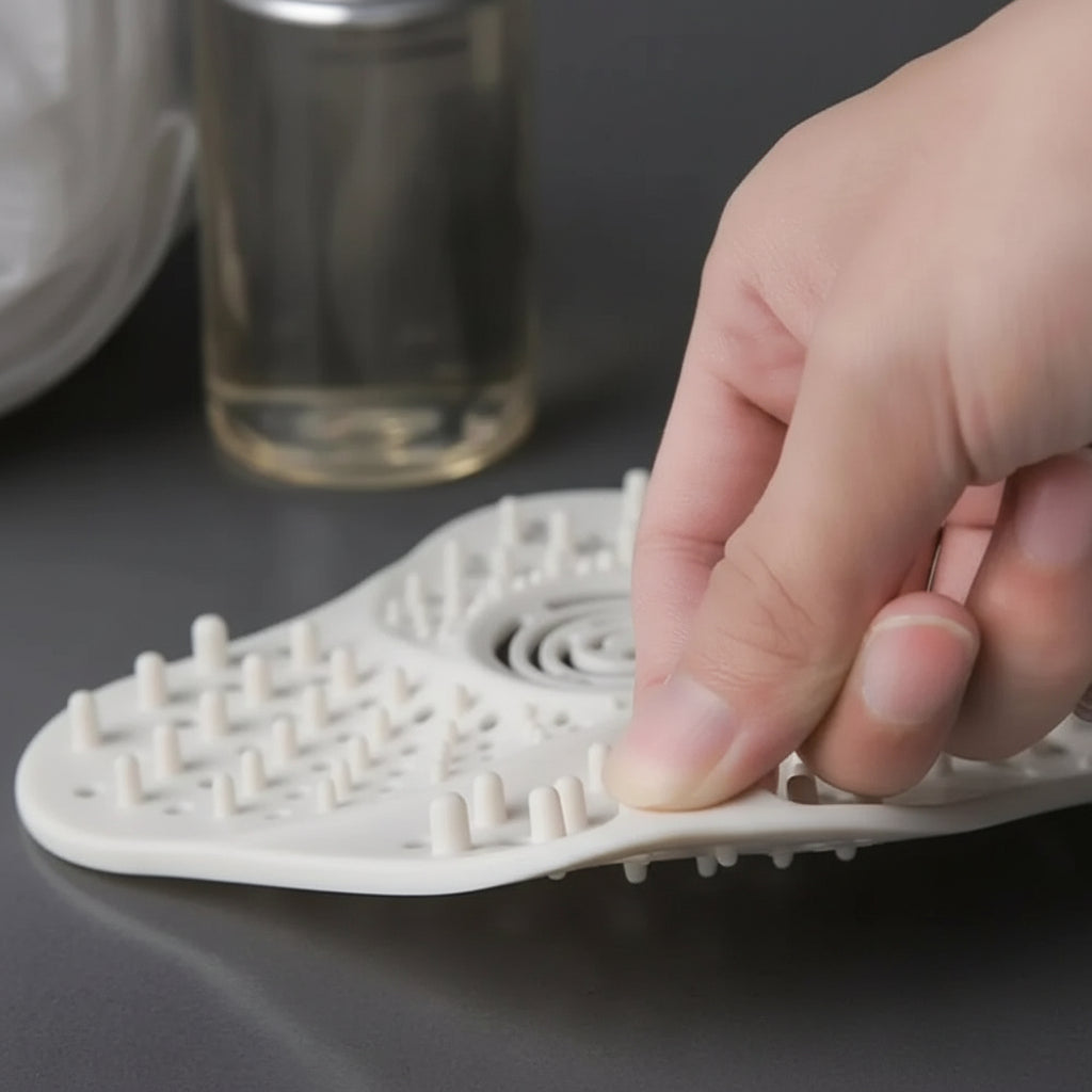 Spiral Drain Hair Catcher with Suction Cup Base and Built-in Handle