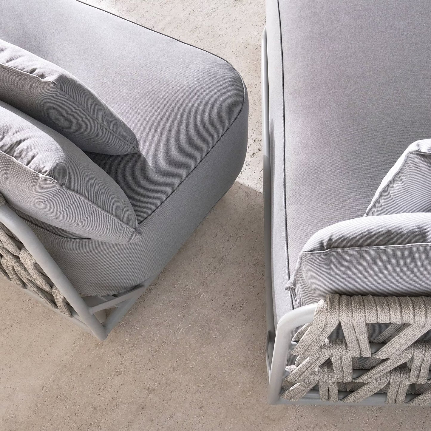 Rona Outdoor Corner Sofa Set with Table, Light Gray with Aluminum frame