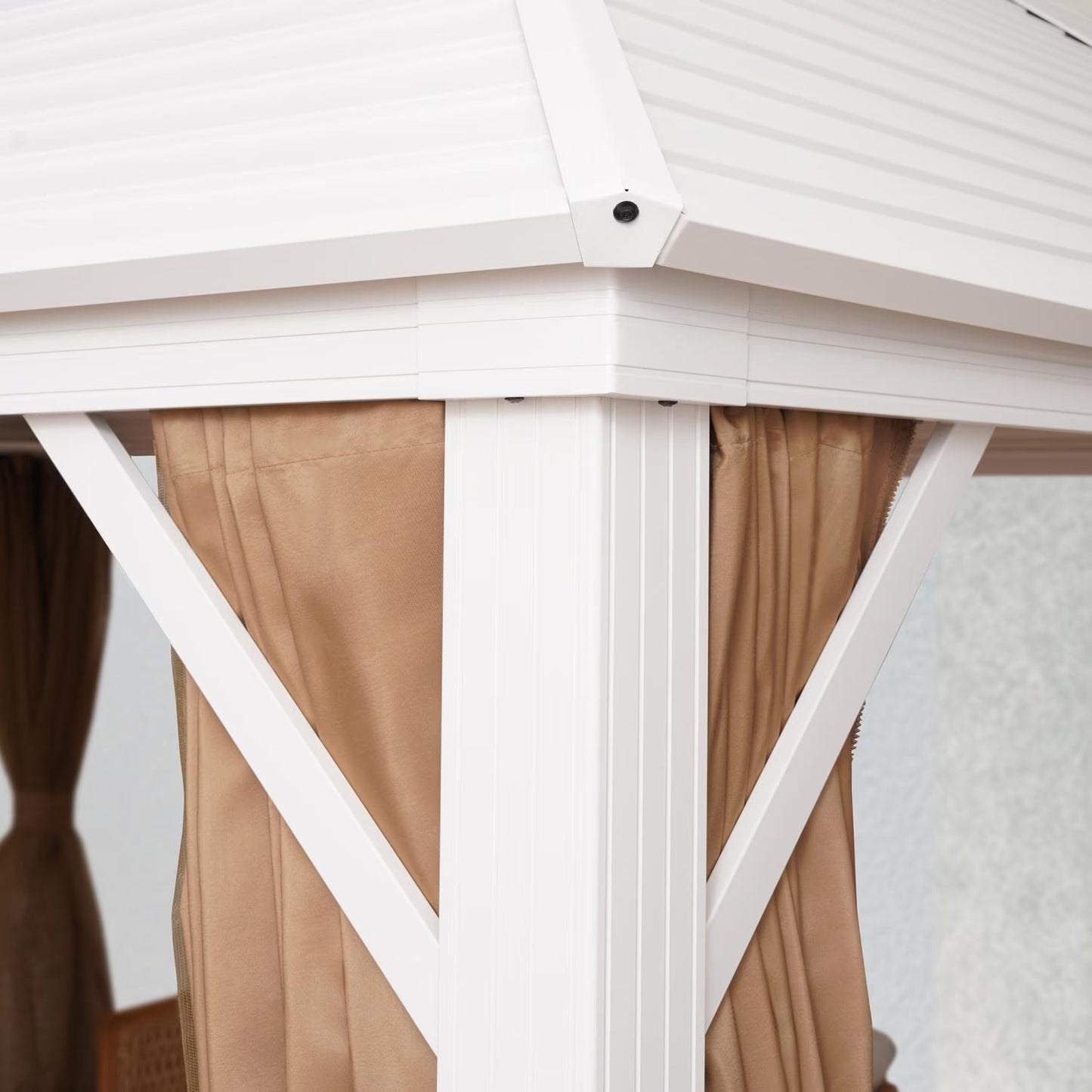 Renley Outdoor Gazebo 4.85x3.65x3.00m, Off White with Removable Canopy
