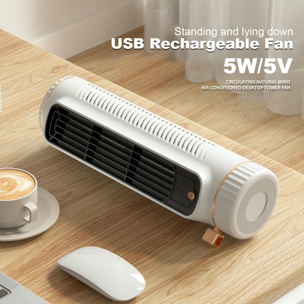 Bladeless Tower Fan with USB Power and 60-Degree Air Distribution