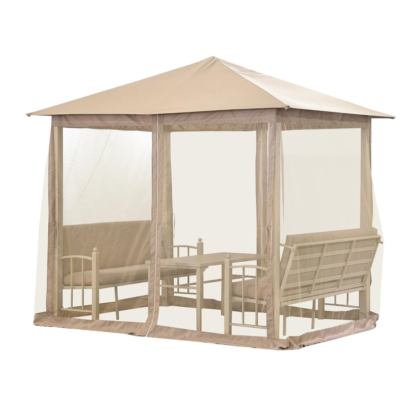 Seren Beige Gazebo Lounge Set Beige with Sofas and Table
