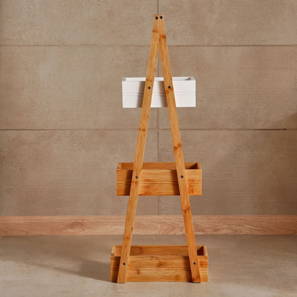 3-Tier Bamboo Bath Shelf, Compact Bathroom Storage Rack