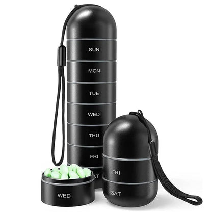 Pill Organizer with Aluminum Alloy Construction and Waterproof Silicone Seals, 7-Day Weekly Compartments