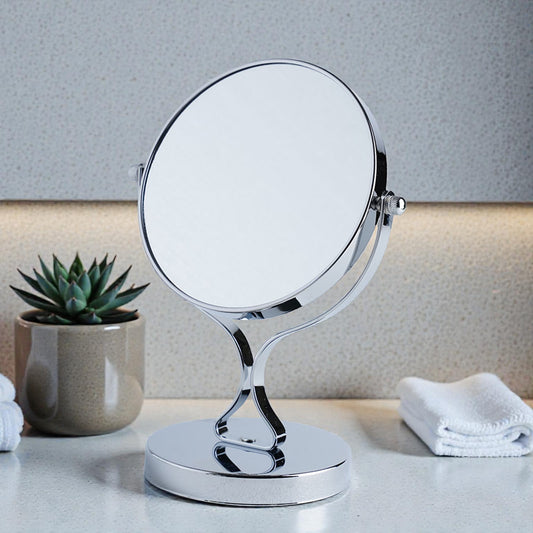 Double-Sided Mirror for Bathroom 1x/3x Magnification, Silver