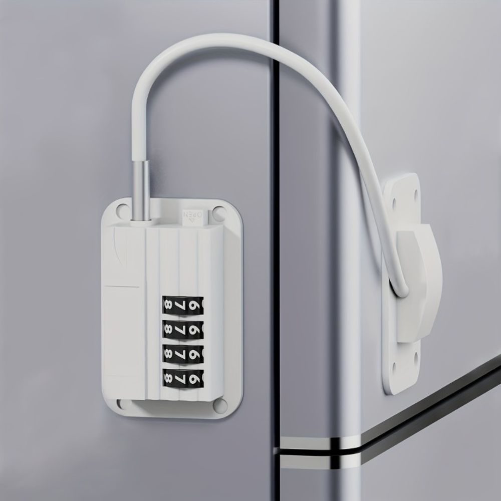Password Lock Refrigerator Strap with Adhesive Mount and Adjustable Fit