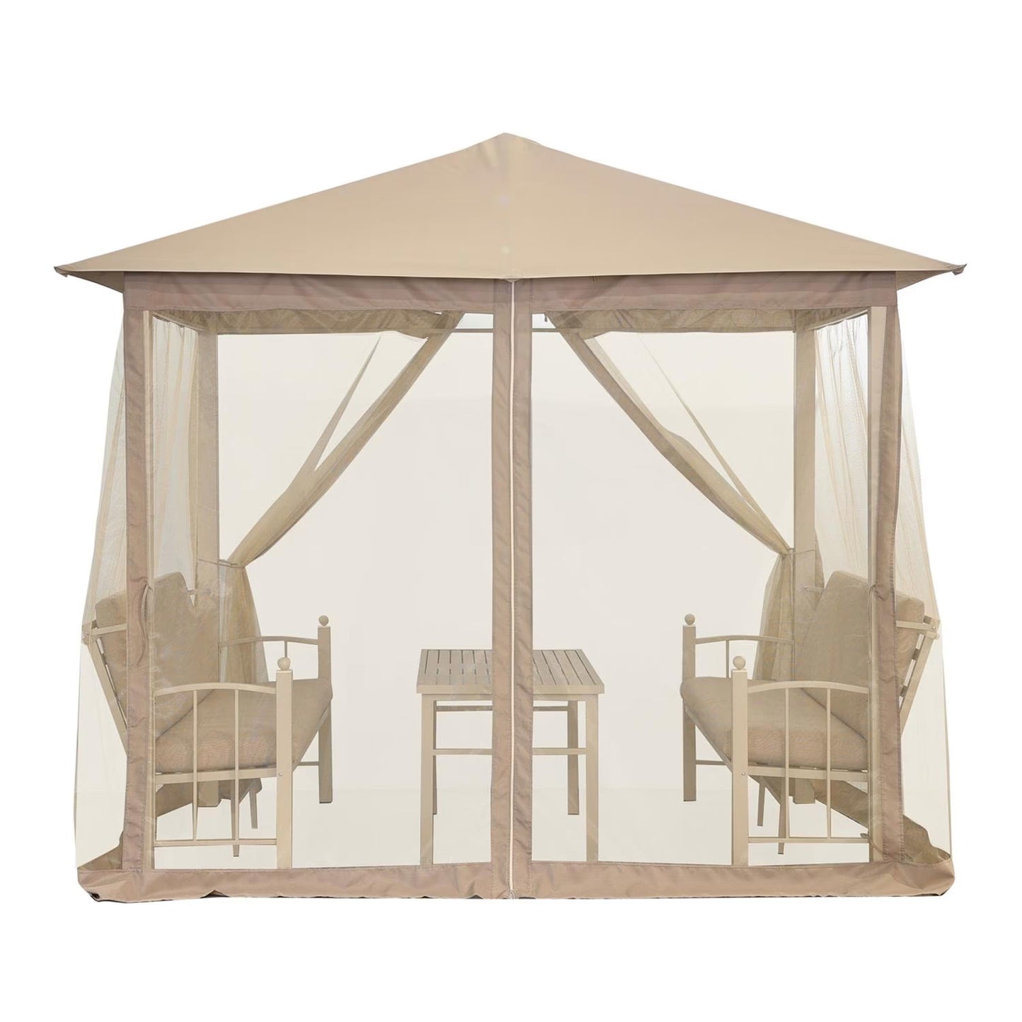 Seren Beige Gazebo Lounge Set Beige with Sofas and Table