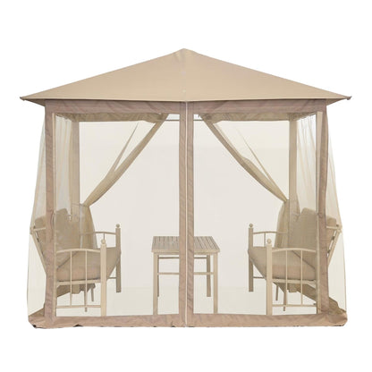 Seren Beige Gazebo Lounge Set Beige with Sofas and Table