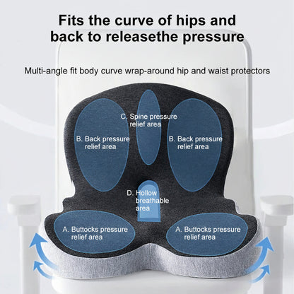 L-Shaped Memory Foam Seat Cushion with Lumbar Support and Ventilated Core