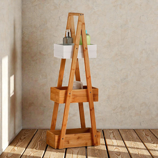 3-Tier Bamboo Bath Shelf, Compact Bathroom Storage Rack