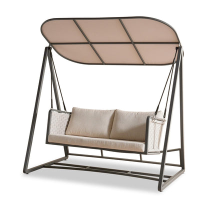 Outdoor 2-Seater Swing with Cushions, Beige with Black frame