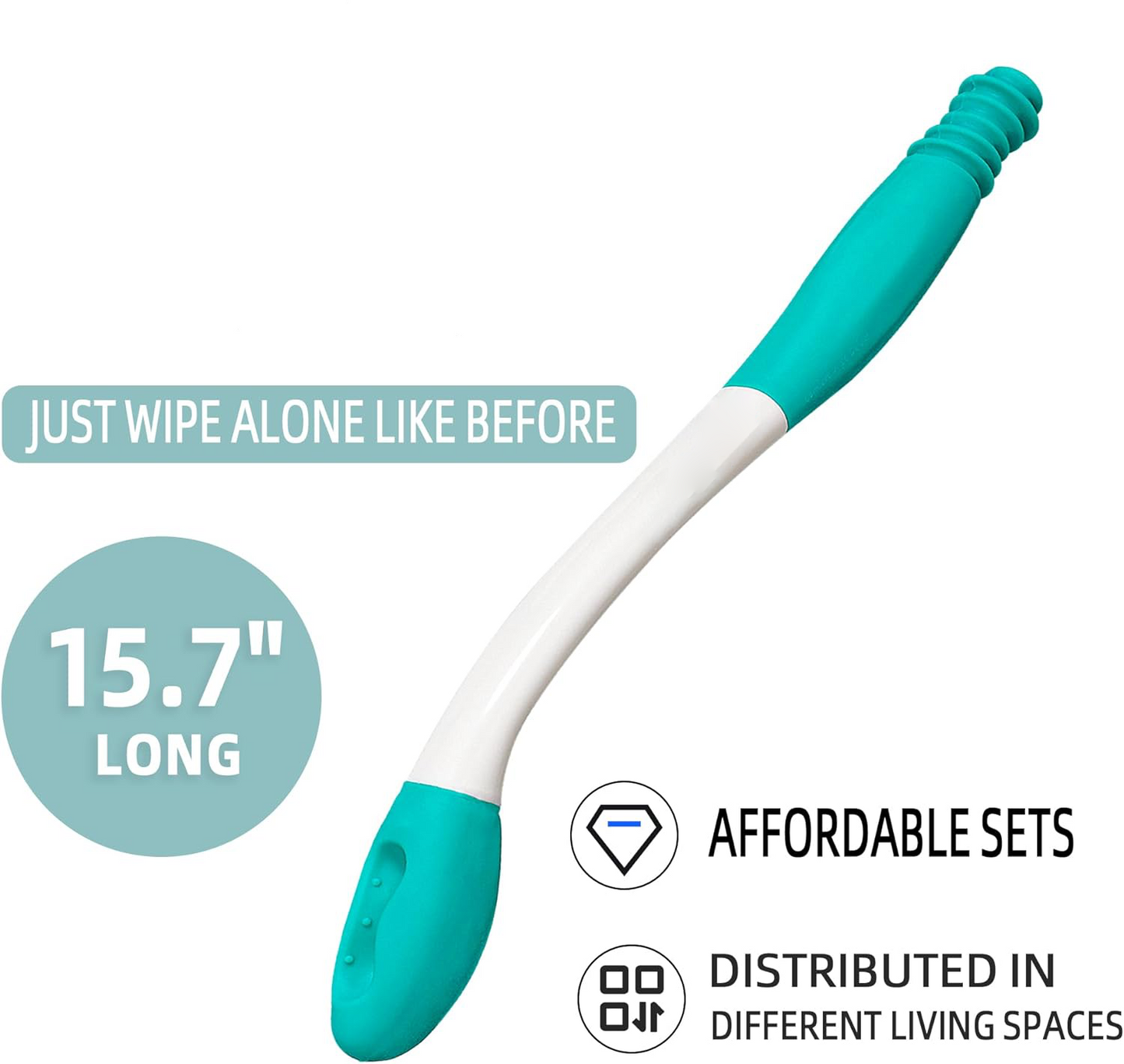 Extended Reach Personal Hygiene Tool with Push-Button Release and Cushioned Grip, 2-Pack