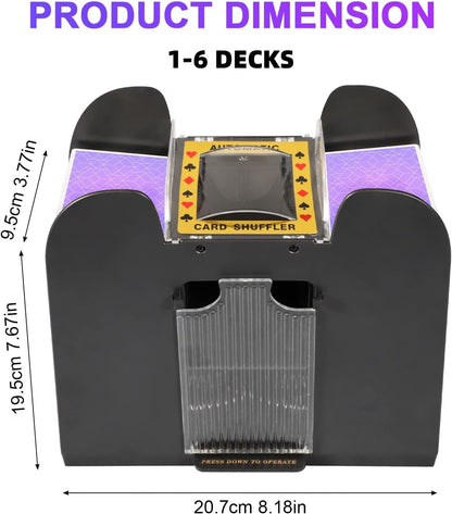 Dual Deck Card Shuffler with Battery Power and One Button Operation