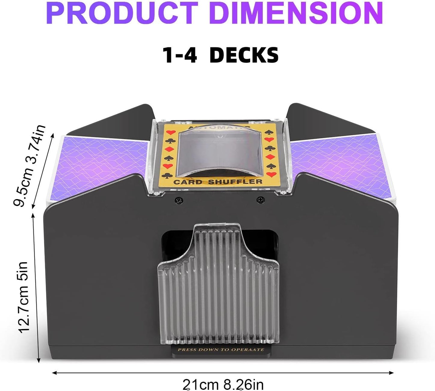 Dual Deck Card Shuffler with Battery Power and One Button Operation