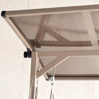 Outdoor 2-Seater Swing, Light Brown Frame with Gray Cushioned Seating