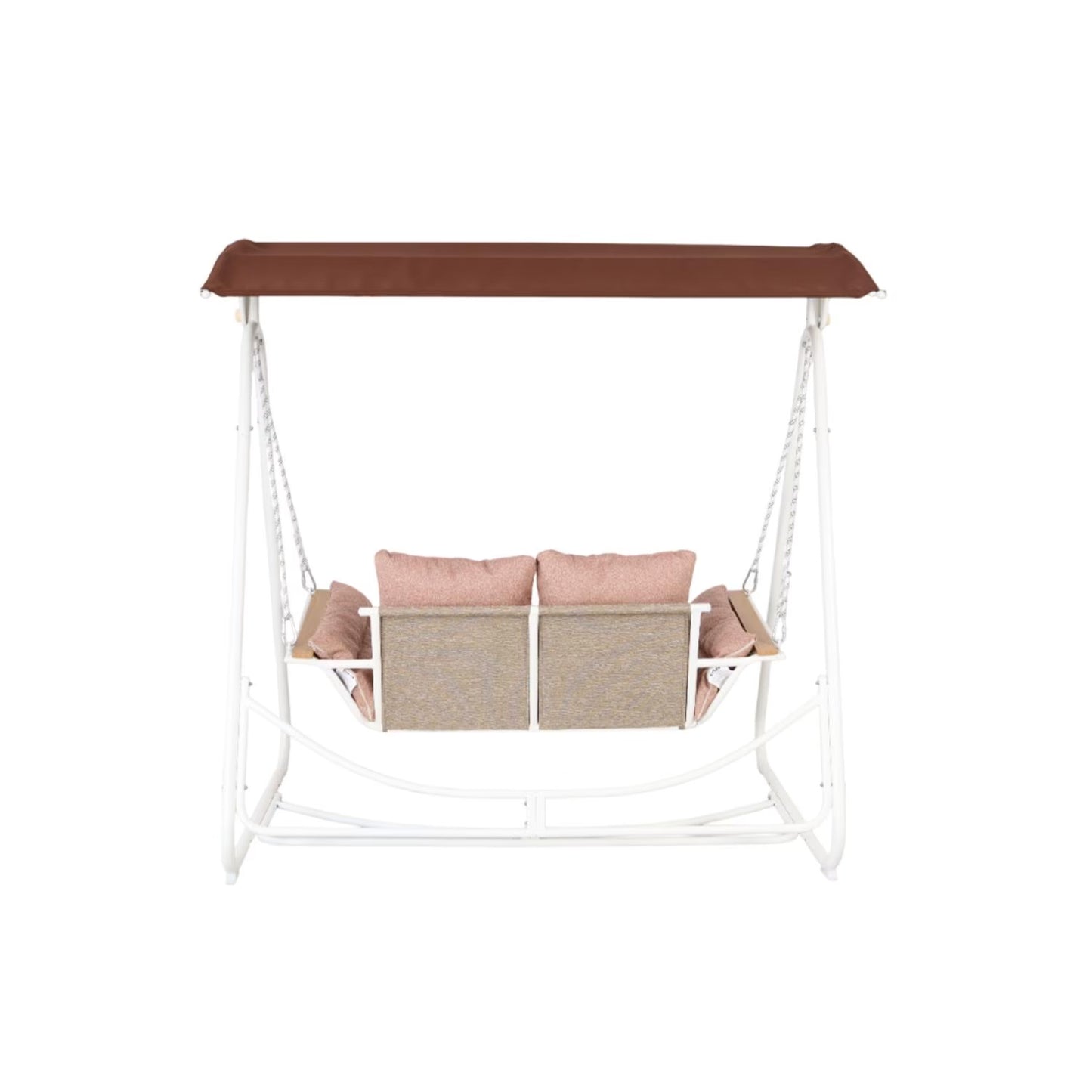Outdoor 2-Seater Swing with Brown Cushioning