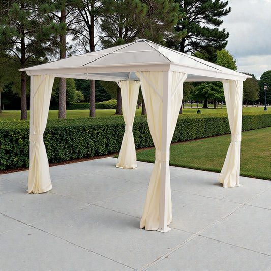 Taren Outdoor Gazebo 3x3x3m, Rust-Resistant Metal Frame with Removable Polycarbonate Roof