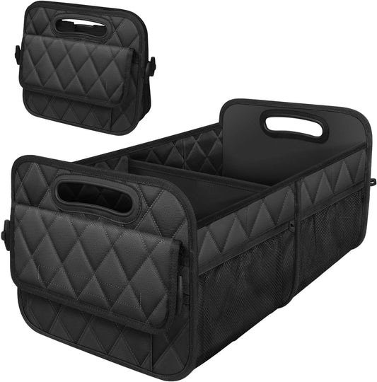 Collapsible Trunk Organizer with Removable Divider and Mesh Pockets, 50L Capacity
