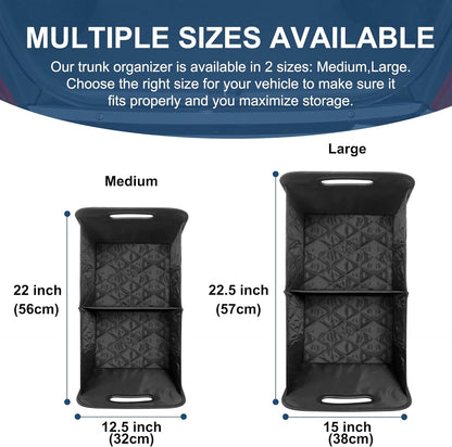 Collapsible Trunk Organizer with Removable Divider and Mesh Pockets, 50L Capacity