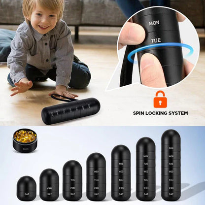 Pill Organizer with Aluminum Alloy Construction and Waterproof Silicone Seals, 7-Day Weekly Compartments