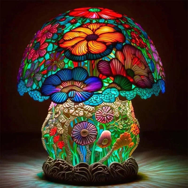 Enchanting Stained Glass Table Lamp, Elegant Decorative Accent Lighting for Home
