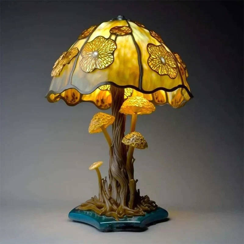 Enchanting Stained Glass Table Lamp, Elegant Decorative Accent Lighting for Home