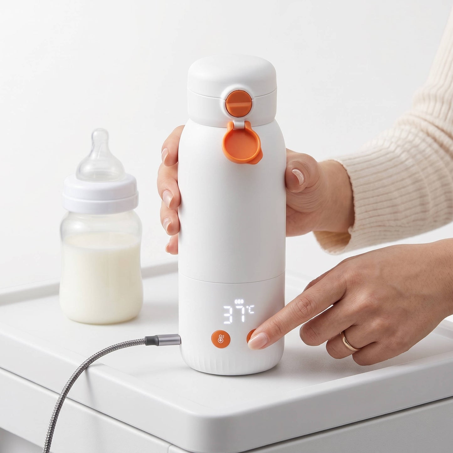 Portable Bottle Warmer for Travel, 12oz Rechargeable with 4 Temperature Settings