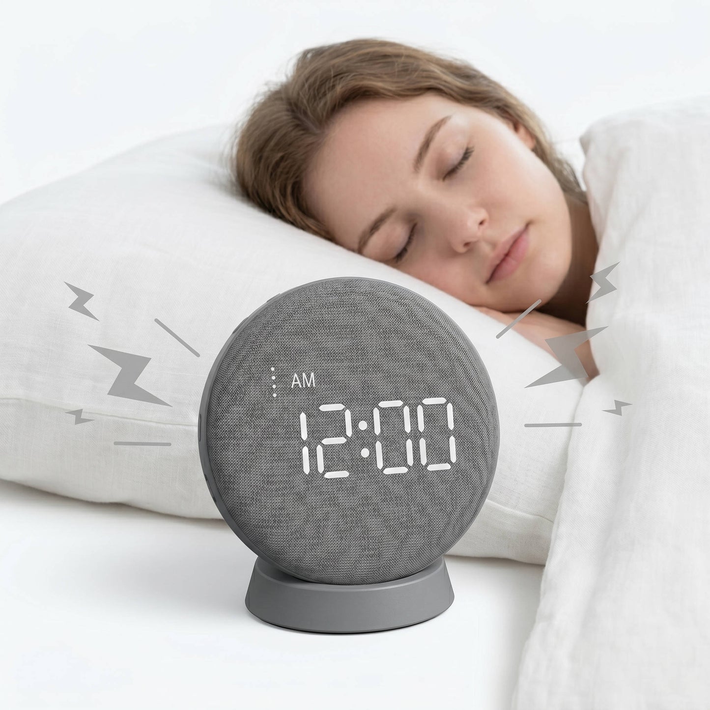 Rechargeable Alarm Clock with Bed Shaker and Auto Dim Display