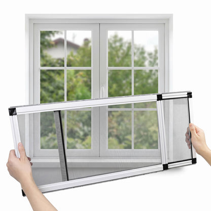 Expandable Window Screen Pack of 2, Adjustable Fiberglass Mesh Screen for Windows