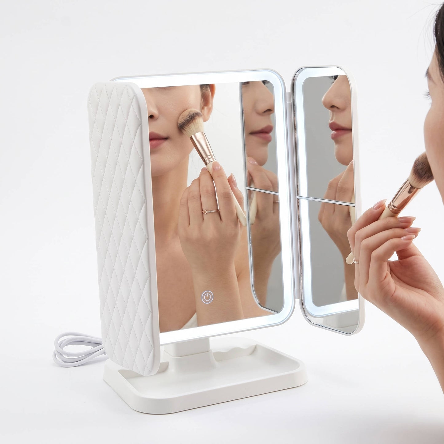 LED Makeup Mirror with Triple Lighting Modes, Dimmable Touch Screen Vanity Mirror, Portable High Definition Tabletop Cosmetic Mirror for Travel & Dressing Room