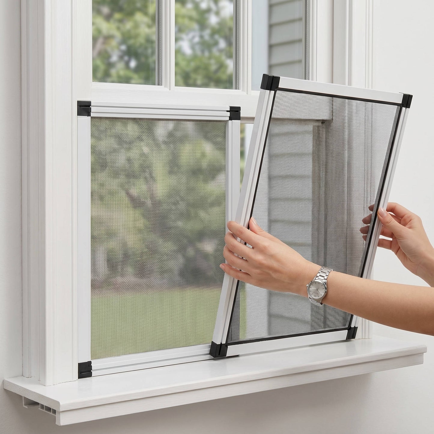 Expandable Window Screen Pack of 2, Adjustable Fiberglass Mesh Screen for Windows